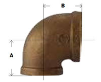 Bronze 90 Degree Reducing Elbow Diagram